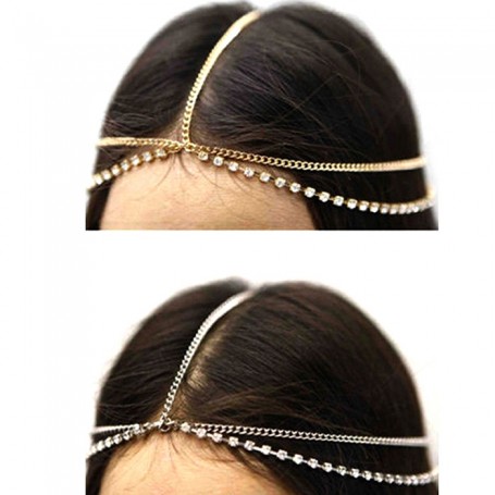 Headband doré / bandeau / serre tête / accessoire de coiffure / chaînette /  couronne / en perles / doré Ligne8 -  France